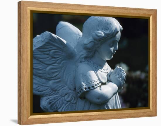 Religious Stone Carving of Angel-null-Framed Premier Image Canvas