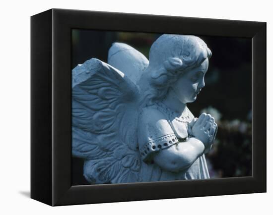 Religious Stone Carving of Angel-null-Framed Premier Image Canvas