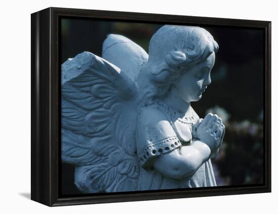 Religious Stone Carving of Angel-null-Framed Premier Image Canvas