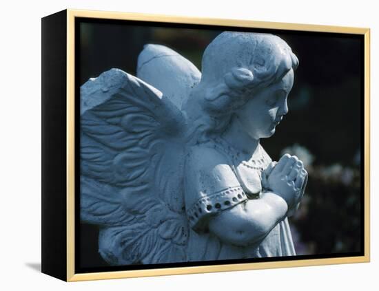 Religious Stone Carving of Angel-null-Framed Premier Image Canvas