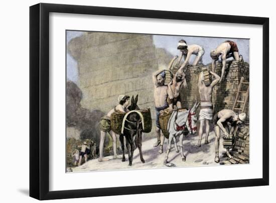 Religious Temple Built by the Jews: the Israeli Prisoners Building the Ziggurat (Or Ziggurat) of Th-null-Framed Giclee Print