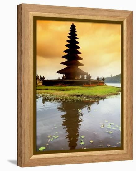 Religious Ulur Danu Temple in Lake Bratan, Bali, Indonesia-Bill Bachmann-Framed Premier Image Canvas