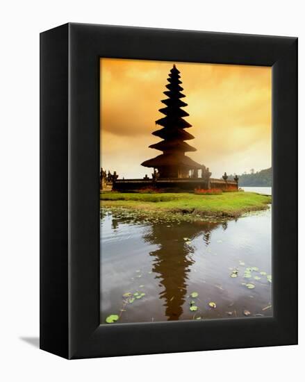 Religious Ulur Danu Temple in Lake Bratan, Bali, Indonesia-Bill Bachmann-Framed Premier Image Canvas