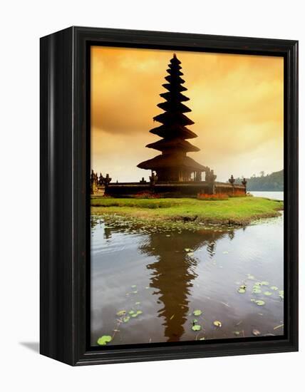 Religious Ulur Danu Temple in Lake Bratan, Bali, Indonesia-Bill Bachmann-Framed Premier Image Canvas