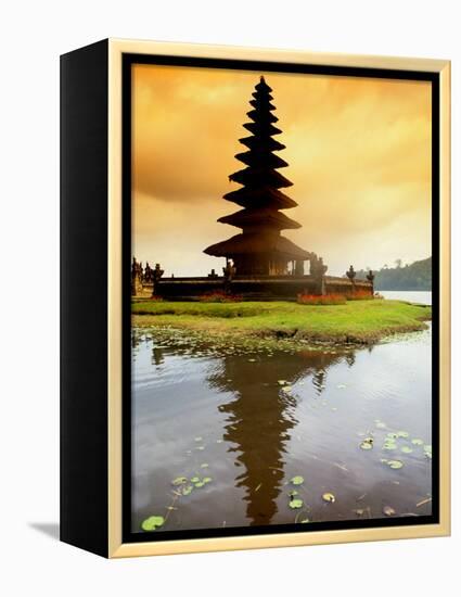 Religious Ulur Danu Temple in Lake Bratan, Bali, Indonesia-Bill Bachmann-Framed Premier Image Canvas