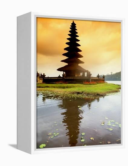 Religious Ulur Danu Temple in Lake Bratan, Bali, Indonesia-Bill Bachmann-Framed Premier Image Canvas