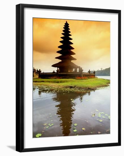 Religious Ulur Danu Temple in Lake Bratan, Bali, Indonesia-Bill Bachmann-Framed Photographic Print