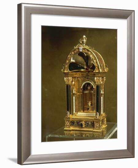 Reliquary in Gold, Enamel, Rock Crystal, Emeralds and Rubies, from Madre De Deus Convent, Lisbon-null-Framed Giclee Print