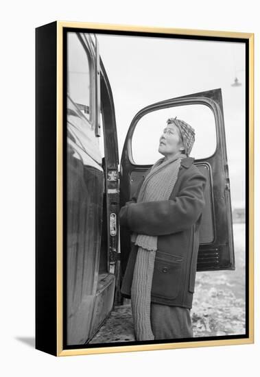 Relocation good-byes  Manzanar Relocation Center, 1943-Ansel Adams-Framed Premier Image Canvas