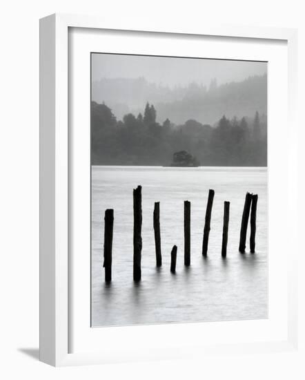 Remains of Jetty in the Mist, Derwentwater, Cumbria, England, UK-Nadia Isakova-Framed Photographic Print