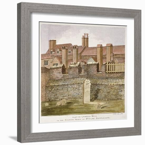 Remains of London Wall in the Churchyard of St Giles Without Cripplegate, City of London, 1825-Valentine Davis-Framed Giclee Print