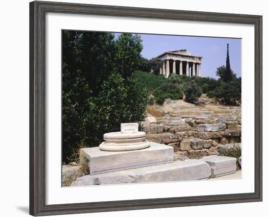 Remains of Metroon with Hephaisteion Temple in Background, Agora in Athens, Greece, 5th Century BC-null-Framed Giclee Print