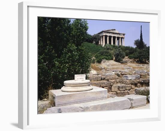 Remains of Metroon with Hephaisteion Temple in Background, Agora in Athens, Greece, 5th Century BC-null-Framed Giclee Print