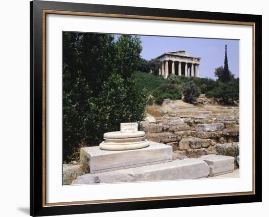 Remains of Metroon with Hephaisteion Temple in Background, Agora in Athens, Greece, 5th Century BC-null-Framed Giclee Print