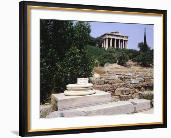 Remains of Metroon with Hephaisteion Temple in Background, Agora in Athens, Greece, 5th Century BC-null-Framed Giclee Print