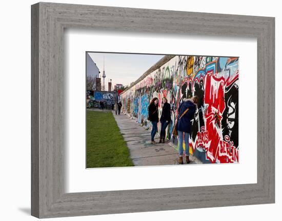 Remains of the Berlin Wall at the East Side Gallery in Berlin, Germany-null-Framed Premium Giclee Print
