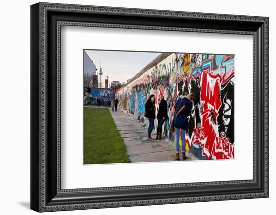 Remains of the Berlin Wall at the East Side Gallery in Berlin, Germany-null-Framed Premium Giclee Print