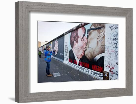 Remains of the Berlin Wall at the East Side Gallery in Berlin, Germany-null-Framed Art Print