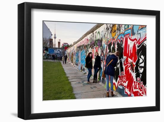 Remains of the Berlin Wall at the East Side Gallery in Berlin, Germany-null-Framed Art Print