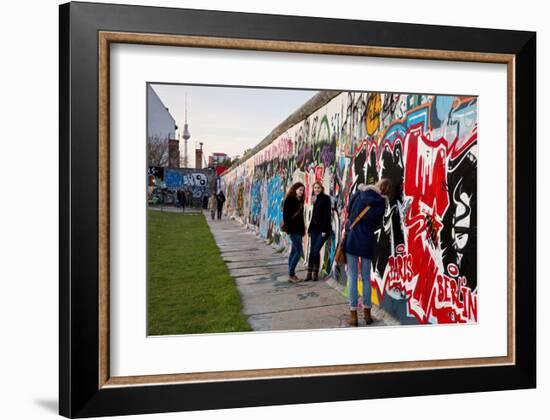 Remains of the Berlin Wall at the East Side Gallery in Berlin, Germany-null-Framed Art Print