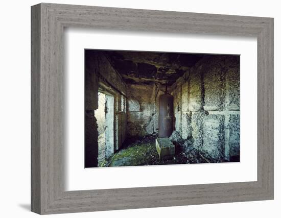 Remains of the interior of a bunker on a mountain in a wood in winter in Alsace-Axel Killian-Framed Photographic Print
