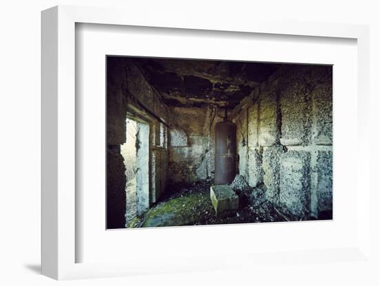 Remains of the interior of a bunker on a mountain in a wood in winter in Alsace-Axel Killian-Framed Photographic Print