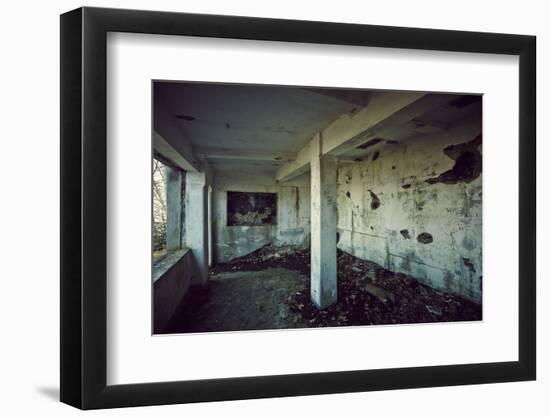 Remains of the interior of a kitchen of a bunker on a mountain in a wood in winter in Alsace-Axel Killian-Framed Photographic Print