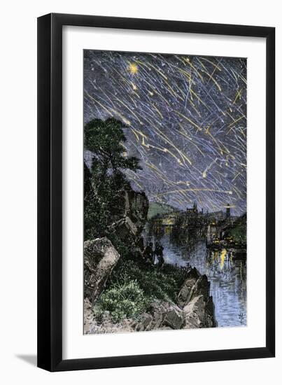 Remarkable Meteor Shower over the Mississippi River, 1833-null-Framed Giclee Print