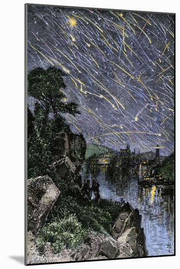 Remarkable Meteor Shower over the Mississippi River, 1833-null-Mounted Giclee Print