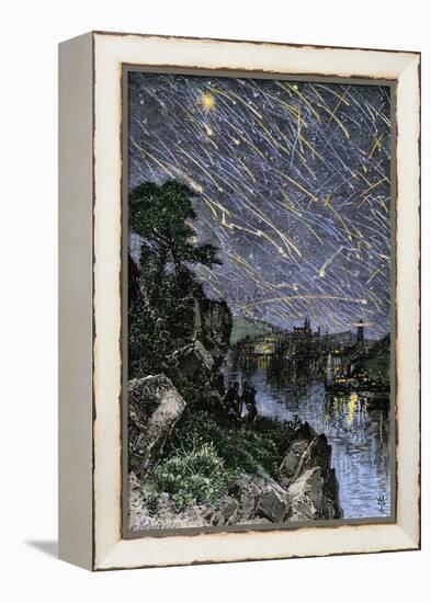 Remarkable Meteor Shower over the Mississippi River, 1833-null-Framed Premier Image Canvas
