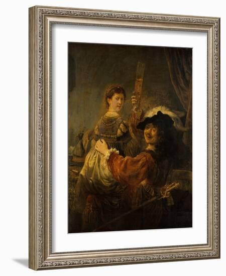 Rembrandt and Saskia in the Parable of the Prodigal Son, C. 1635-Rembrandt van Rijn-Framed Giclee Print