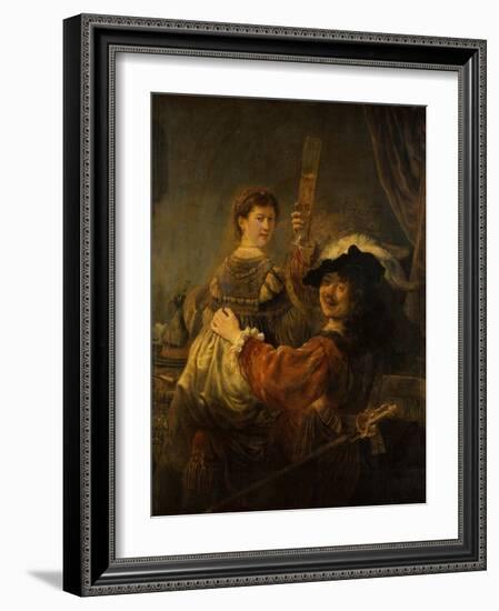 Rembrandt and Saskia in the Parable of the Prodigal Son, C. 1635-Rembrandt van Rijn-Framed Giclee Print