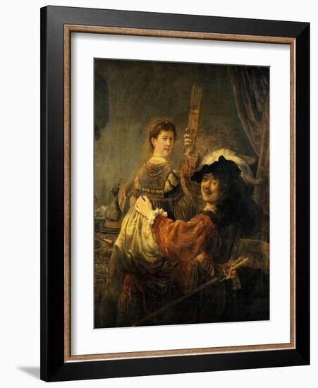 Rembrandt and Saskia in the Parable of the Prodigal Son-Rembrandt van Rijn-Framed Giclee Print