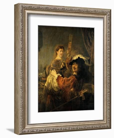 Rembrandt and Saskia in the Parable of the Prodigal Son-Rembrandt van Rijn-Framed Giclee Print