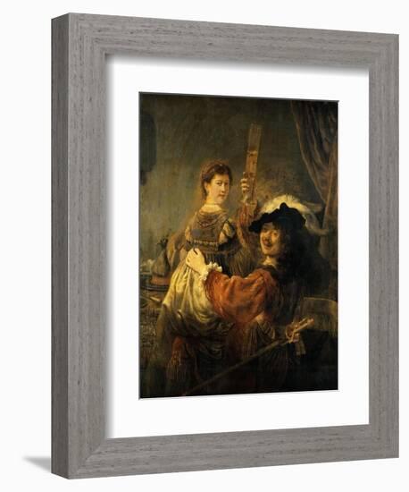 Rembrandt and Saskia in the Parable of the Prodigal Son-Rembrandt van Rijn-Framed Giclee Print