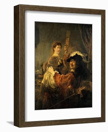 Rembrandt and Saskia in the Parable of the Prodigal Son-Rembrandt van Rijn-Framed Giclee Print