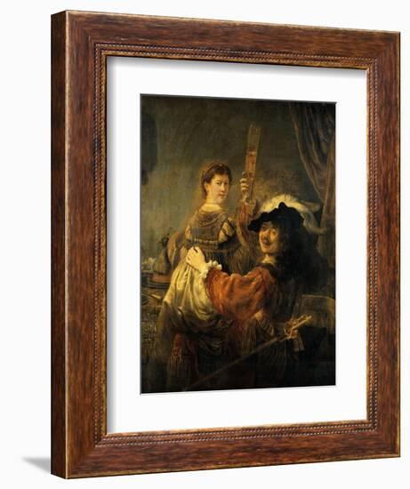 Rembrandt and Saskia in the Parable of the Prodigal Son-Rembrandt van Rijn-Framed Giclee Print