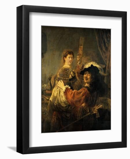 Rembrandt and Saskia in the Parable of the Prodigal Son-Rembrandt van Rijn-Framed Giclee Print