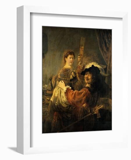 Rembrandt and Saskia in the Parable of the Prodigal Son-Rembrandt van Rijn-Framed Giclee Print