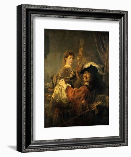 Rembrandt and Saskia in the Parable of the Prodigal Son-Rembrandt van Rijn-Framed Giclee Print