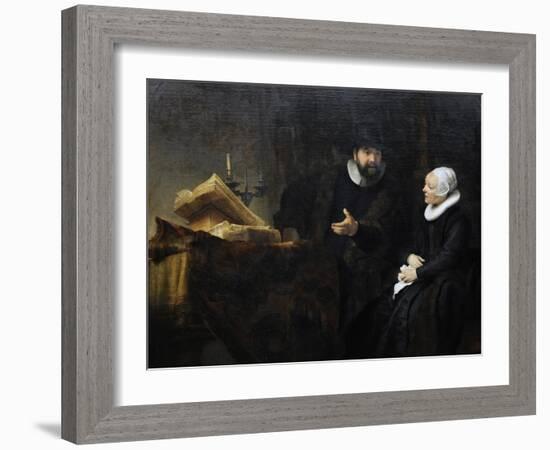 Rembrandt Harmenszoon Van Rijn (1606-1669). Dutch Painter and Etcher. The Mennonite Preacher…-null-Framed Giclee Print