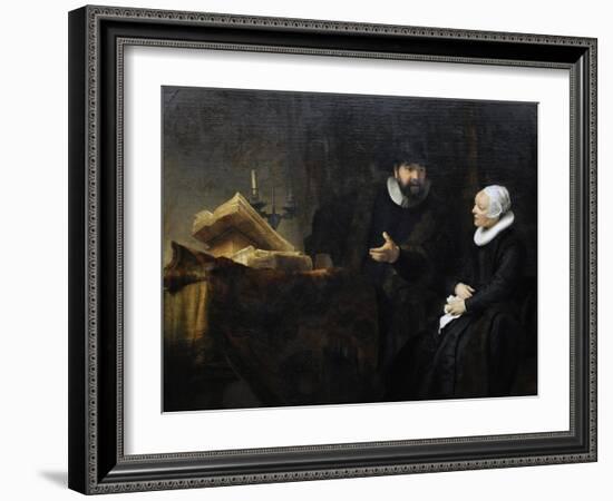 Rembrandt Harmenszoon Van Rijn (1606-1669). Dutch Painter and Etcher. The Mennonite Preacher…-null-Framed Giclee Print