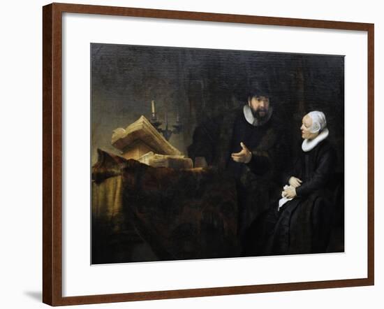 Rembrandt Harmenszoon Van Rijn (1606-1669). Dutch Painter and Etcher. The Mennonite Preacher…-null-Framed Giclee Print