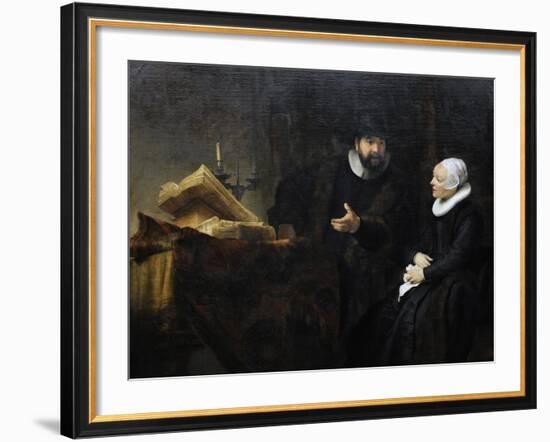 Rembrandt Harmenszoon Van Rijn (1606-1669). Dutch Painter and Etcher. The Mennonite Preacher…-null-Framed Giclee Print