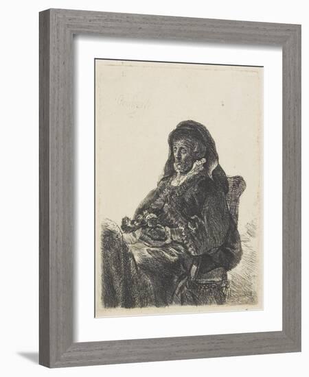 Rembrandt's Mother in Widow's Dress and Black Gloves, C.1632-35-Rembrandt van Rijn-Framed Giclee Print