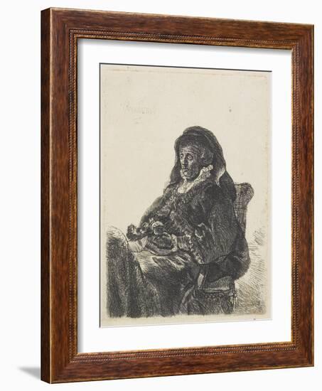 Rembrandt's Mother in Widow's Dress and Black Gloves, C.1632-35-Rembrandt van Rijn-Framed Giclee Print