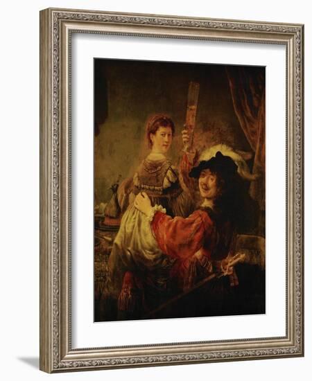 Rembrandt (Self-Portrait) and Saskia in the Parable of the Prodigal Son, 1635-39-Rembrandt van Rijn-Framed Giclee Print