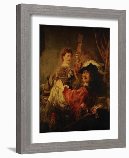 Rembrandt (Self-Portrait) and Saskia in the Parable of the Prodigal Son, 1635-39-Rembrandt van Rijn-Framed Giclee Print