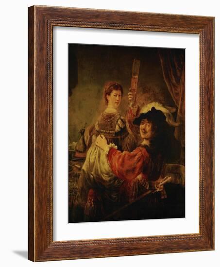 Rembrandt (Self-Portrait) and Saskia in the Parable of the Prodigal Son, 1635-39-Rembrandt van Rijn-Framed Giclee Print