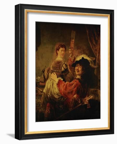 Rembrandt (Self-Portrait) and Saskia in the Parable of the Prodigal Son, 1635-39-Rembrandt van Rijn-Framed Giclee Print